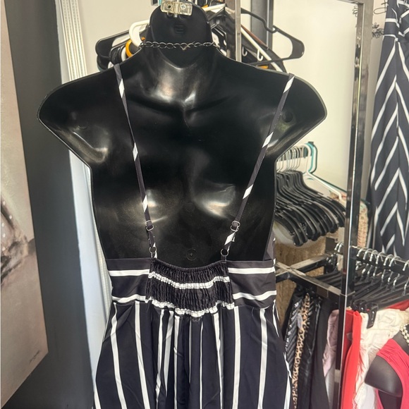 Striped Black and White Maxi Dress - Picture 3 of 4